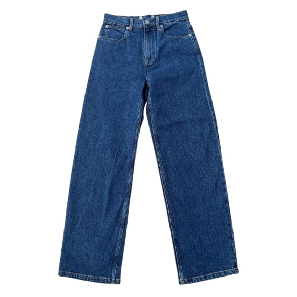 Etica Stanton Jeans Women's 30 Blue Denim Relaxed Fit Button-Fly Wide-Leg NWT - Picture 1 of 10